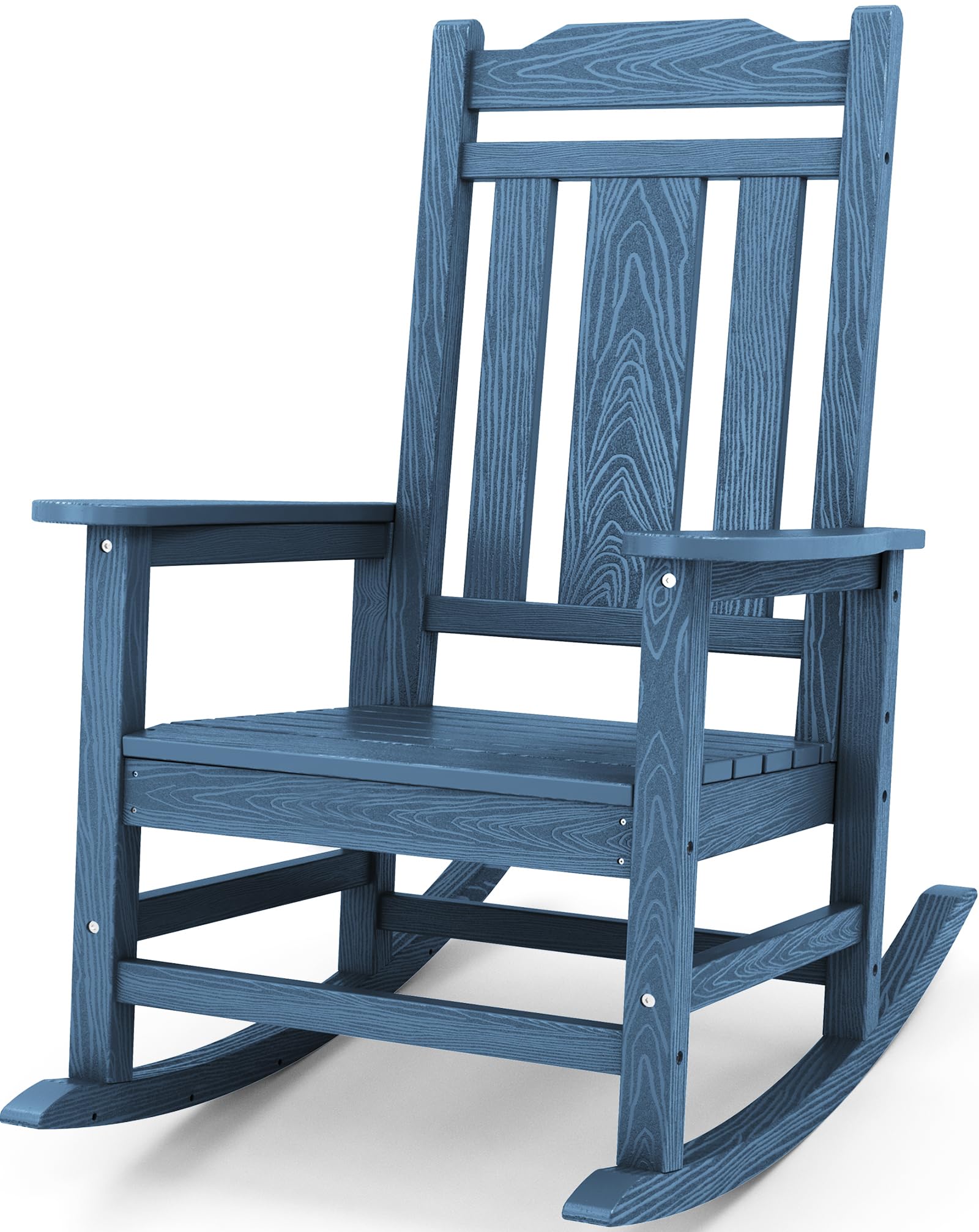 SERWALL Oversized Rocking Chair Outdoor, HDPE Outdoor Rocking Chair, Blue Image