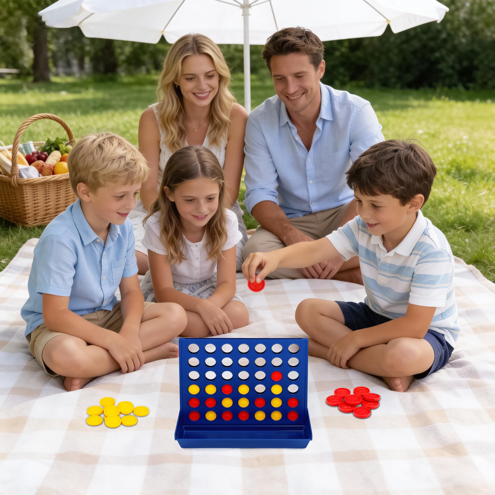 VingaHouse 4 in einer Reihe Spiel, Strategiespiel für 2 Spieler, Familienspiel ab 3+ Jahren, Pädagogisches Lernspielzeug, Brettspiel für Kinder & Erwachsene, Geschenk für Zuhause & Reisen [Stern Groß] 4