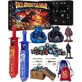 Dnd Dice Advent Calendar 2026 for Teens &amp; Adults, 24pcs RPG Christmas Gift | 5 Collectible 3D-Printed Models, 2 Sword-Shaped Dice Cases, 28 Polyhedral Dice and 2 Velvet Bags for Fantasy Fans
