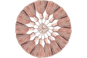 amokk Cute Chunky Bookmark Tassels with Cord Loop for Home Decor Tassels for Jewelry Making, Bookmark, DIY Craft - 5.31 in Length 14 Pieces (Pink)