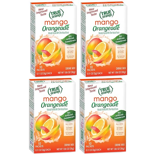 TRUE ORANGE, MANGO ORANGE DRINK MIX, 10-COUNT (PACK OF 4)