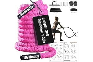 Brobantle Battle Rope 1.26 Inch Diameter,Pink 30FT Exercise Workout Ropes for Home Gym Heavy Weighted Training Rope for Working Out