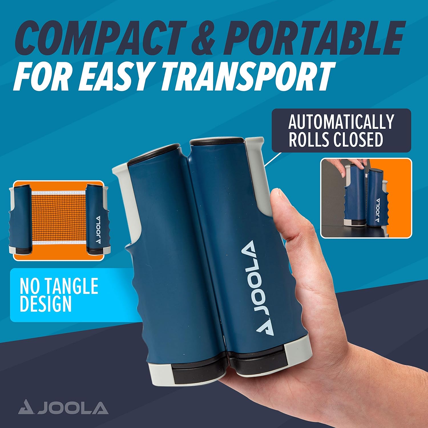 JOOLA Retractable Portable Table Tennis Net and Post Set - Ping Pong Net for Any Table - Adjustable Length Net Stretches 5.75 Feet & Clamps to Any Table Up to 2 Inches - Indoor & Outdoor Ping Pong Net : Sports & Outdoors