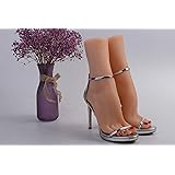 New 1 Pair Silicone Life Size Female Mannequin Foot Shoes Display Model Art Sketch Display Sandal Shoe Sock (with Skeleton,Platinum Vein Style) More Lifelike
