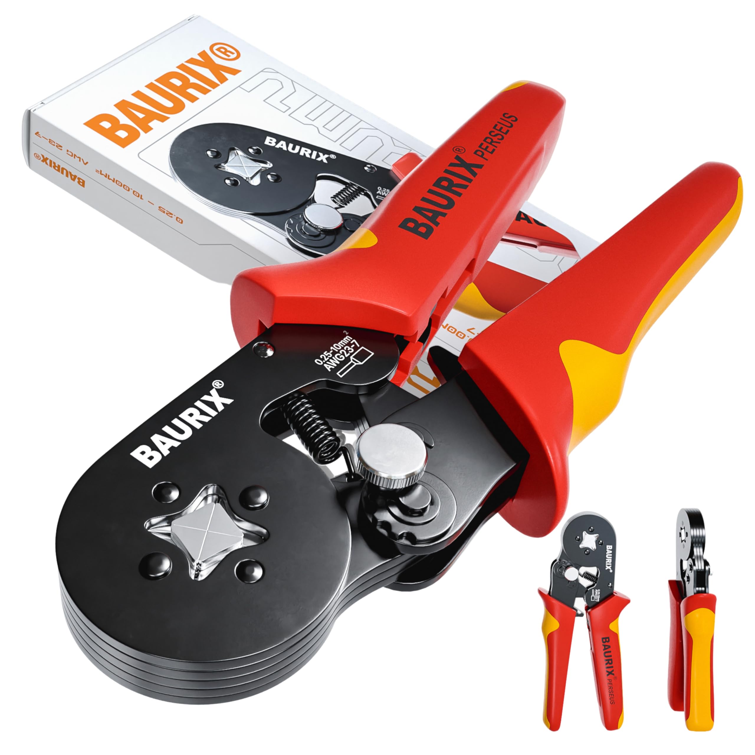 BAURIX® Ferrule Crimping Tool [AWG 23-7] - Ergonomic Handle Wire Crimping Tool for Wire End Ferrules - Ideal for Electricians and DIY Enthusiasts - Crimper Tool - Electrician Tools