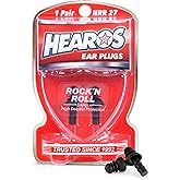 Hearos Earplugs Rock 'n Roll Series with Free Case, 1-Pair, NRR 27, TPE, Reusable, Black (309)