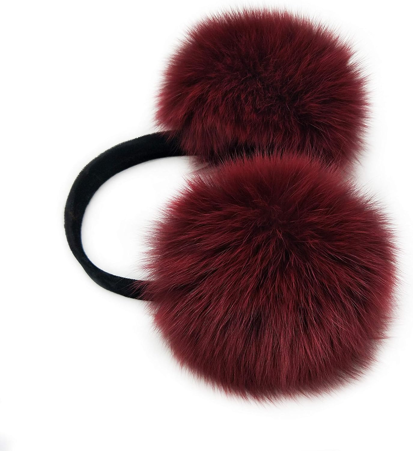 Real Fox Fur Earmuff (Black) at  Women’s Clothing store: Cold Weather Earmuffs