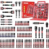 Geinxurn 98Pieces 1”/2” Impact Screwdriver Bits Set, Magnetic S2 Steel (Phillips/Slotted/Square/Torx/Hex/Security Torx) Driver Bits Tips,Impact Bit Holder and Nut Driver with Red Storage Box Case