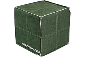 GLAXYFUR Unstuffed Velvet Pouf Cover - Square Pouf Ottoman, Comfortable Floor Footrest Cushion, Cube Storage Bean Bag for Living Room, NO Filler, Green