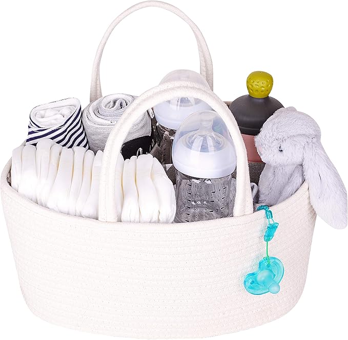 DOKEHOM Large Baby Diaper Caddy Organizer, Cotton Rope Woven