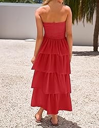 ZESICA Women‘s Summer Boho Strapless Maxi Dress