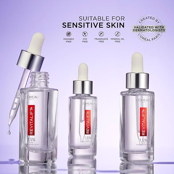 L’OREAL PARIS REVITALIFT 1.5% PURE HYALURONIC ACID FACE SERUM, HYDRATE & REDUCE WRINKLES, FRAGRANCE FREE 1 OZ