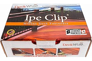 DeckWise Ipe Clip EXTREME4 Hidden Deck Fasteners, 5/32" Gap, Black Clips & Stainless Steel Black #8x2" Trim-Head Screws for 1