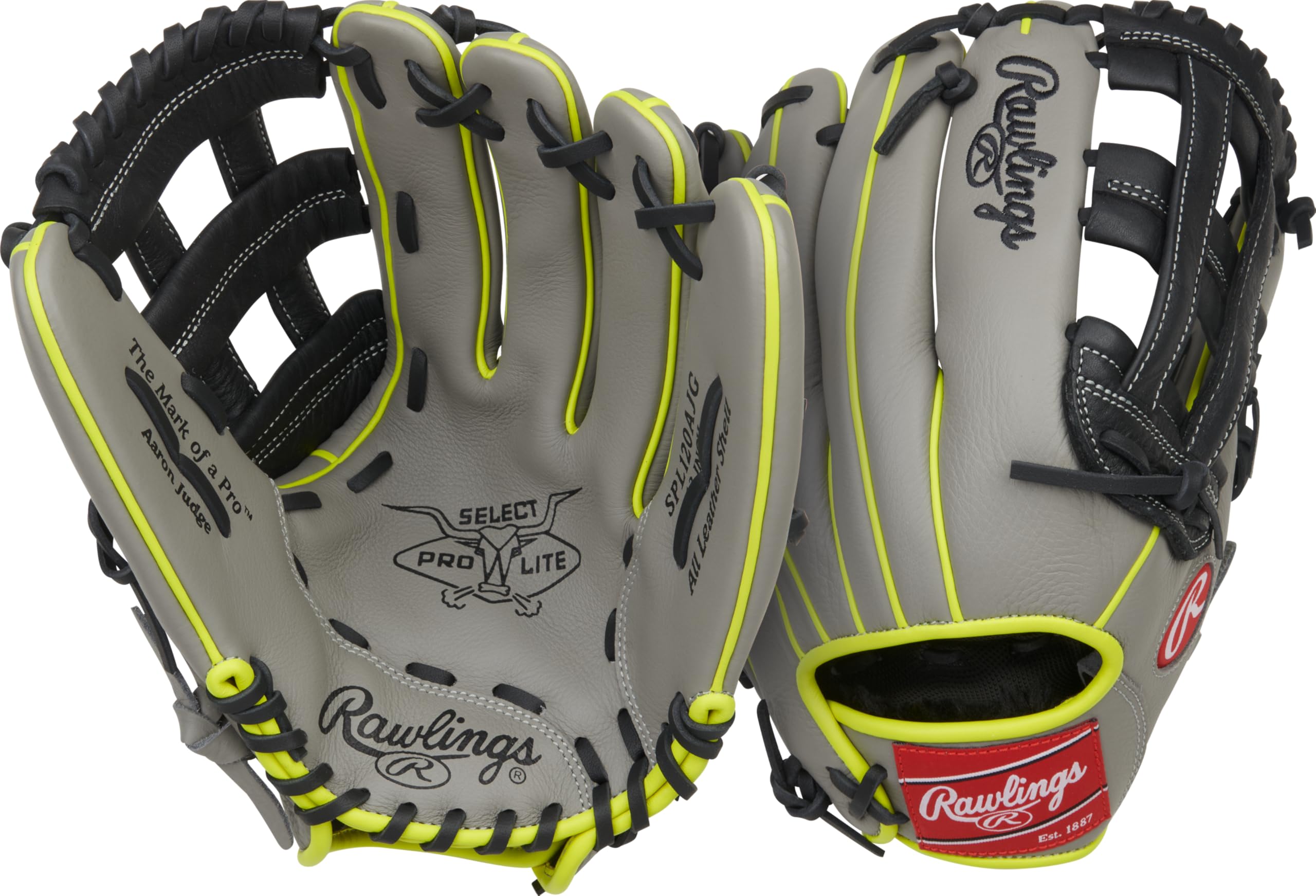Rawlings | Select Pro Lite Series Aaron Judge Youth Baseball Glove | 12" | Right Hand Throw | Grey/Black Image