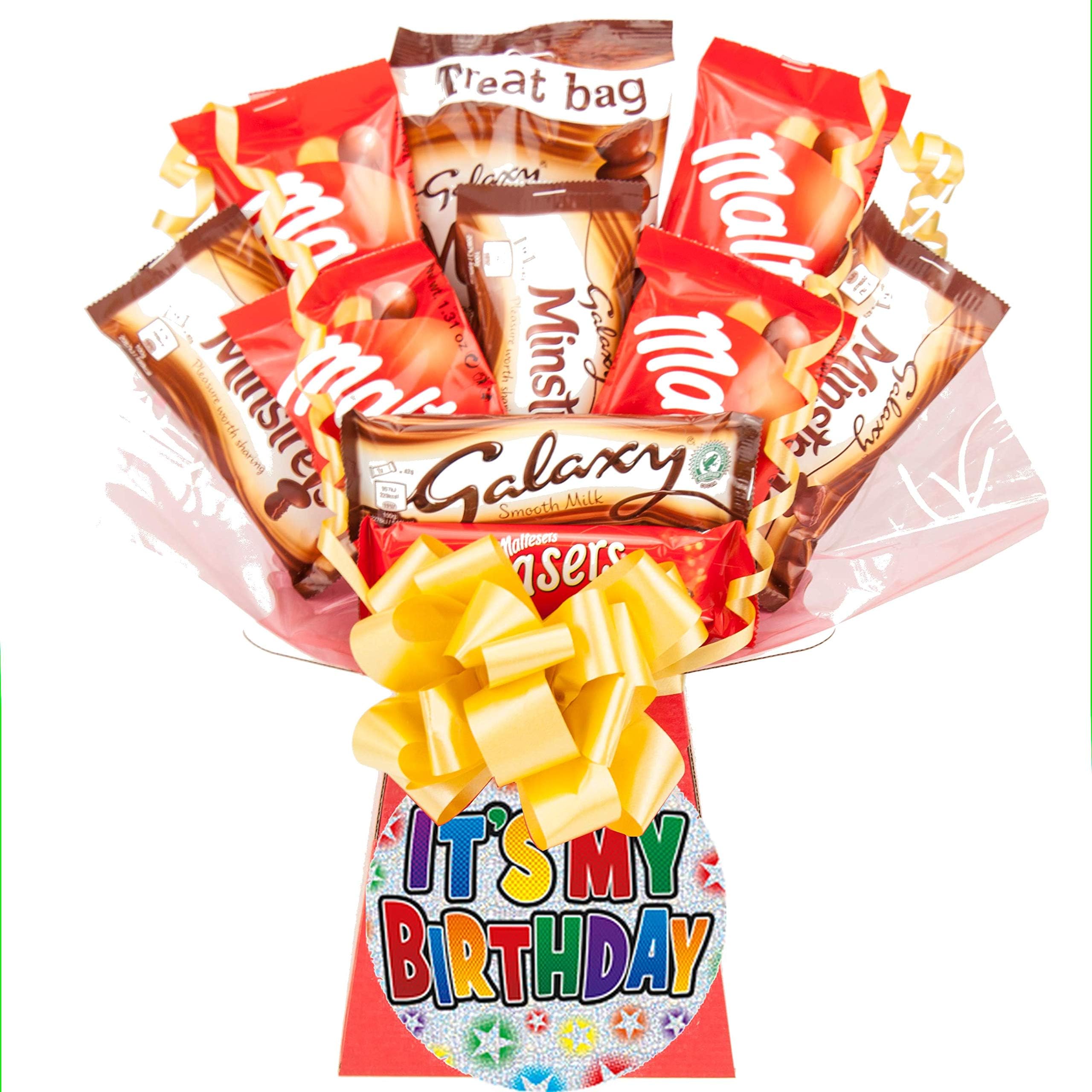 Maltesers & Galaxy Chocolate Bouquet Gift - Happy Birthday - Chocolate Hamper