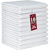 DecorRack 100% Cotton Washcloths 12x12 in, Absorbent, White (10 Pack)