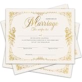 8 x 10 Inches Blank Marriage Certificate Paper, Wedding Certificate with Printed Gold Vintage Border, Decorative Blank Certificates for Wedding Ceremony Proposals - A10