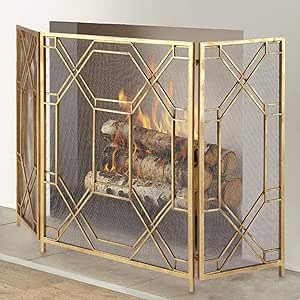 LFDHSF Pantalla de Chimenea con 3 Paneles, Cubierta Protectora de