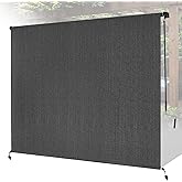 Breezombra 8'W x 8'H Gray Patio Shades Roll up Outdoor Roller Shade Crank Wand Blind Cordless, 90% UV Blocking & Privacy Protection for Porch|Gazebo|Pergola|Backyard (2 Splicing Tube, 1 Fabric)