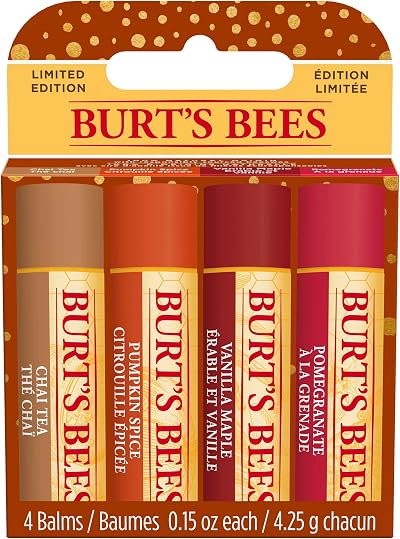 Burts Bees Lip Balm Gift Set Chai Tea Pumpkin Vanilla Maple Pomegranate 4x4.25g