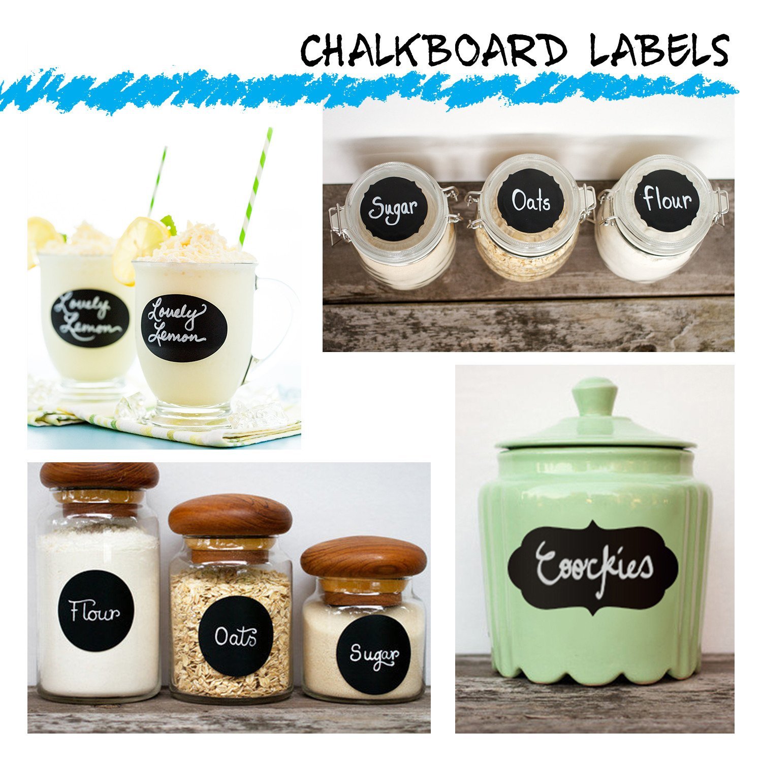 Chalkboard Labels Different Specifications Complete Bundle:156 Premium Reusable Chalkboard Stickers Decorative Label with Bonus 2 Erasable Chalk Markers for Labeling Jars,Pantry,Parties,Canister