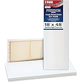 U.S. Art Supply 18 x 48 inch Stretched Canvas 12-Ounce Triple Primed, 3-Pack - Professional Artist Quality White Blank 3/4" Profile, 100% Cotton, Heavy-Weight Gesso - Acrylic Pouring, Oil Painting