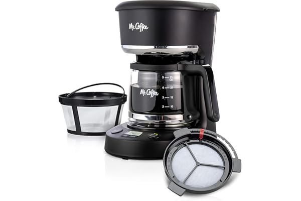 Mr. Coffee Programmable Coffee Maker, 5 Cups with Auto Pause, Glass Carafe, Compact Design, Black