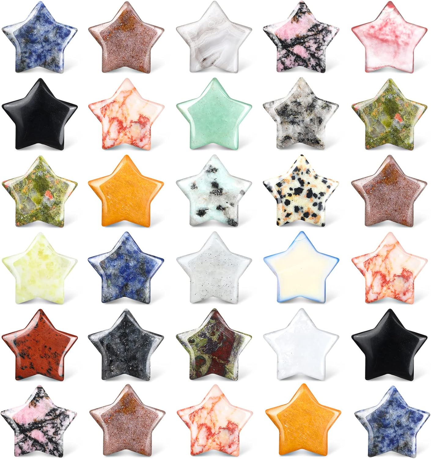 Indoor Fountains & Accessories - 28 Pieces Star Crystals Bulk Stone 0.8 Inch Gemstone Star Witch Worry Stones Bulk Mini Pocket Star Quatrz Palm Stones Decor for Witchcraft Supplies Farmhouse Meditation Collection Energy Balancing