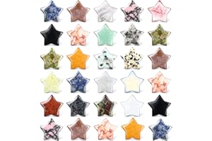 NUENEN 28 Pieces Star Crystals Bulk Stone 0.8 Inch Gemstone Star Witch Worry Stones Bulk Mini Pocket Star Quatrz Palm Stones Decor for Witchcraft Supplies Farmhouse Meditation Collection Energy Balancing