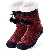 Welwoos Womens Slipper Fuzzy Grips Socks Fluffy Winter Warm Thick Thermal Cozy Plush Non Slip Cabin Soft Fleece Socks