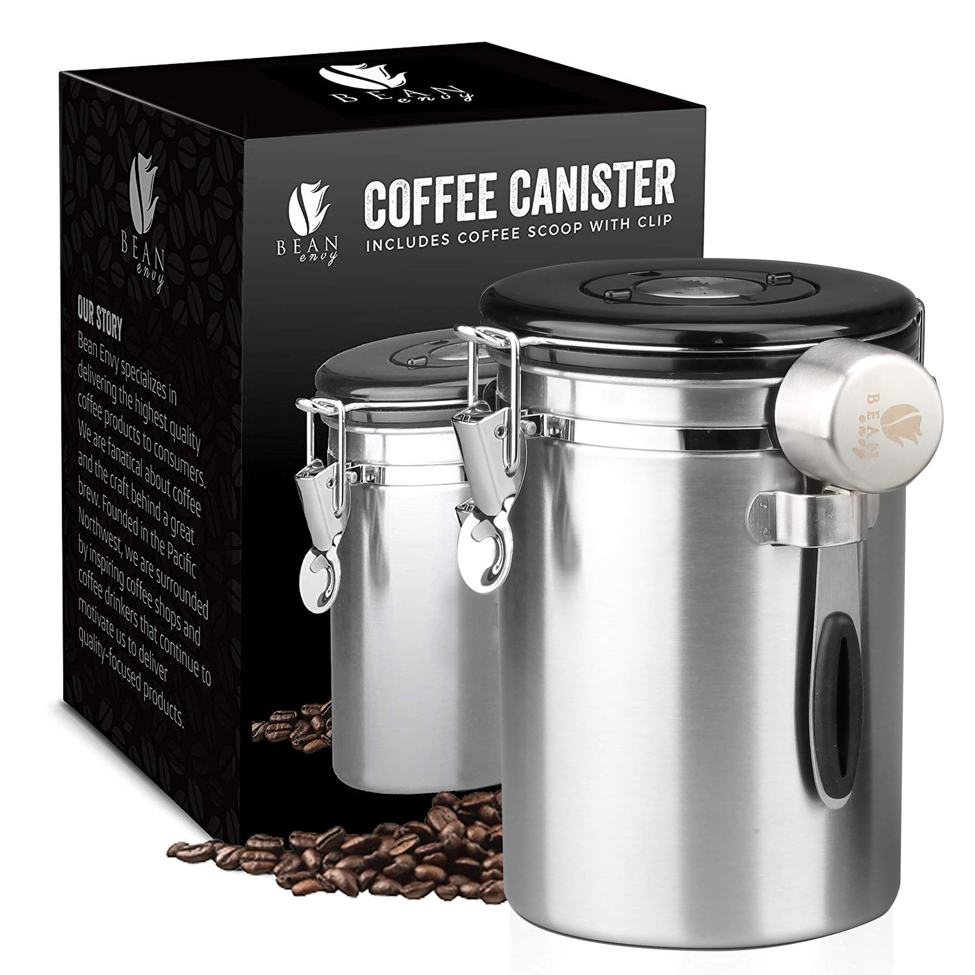 Bean Envy Coffee Canister (Stainless Steel, Large)