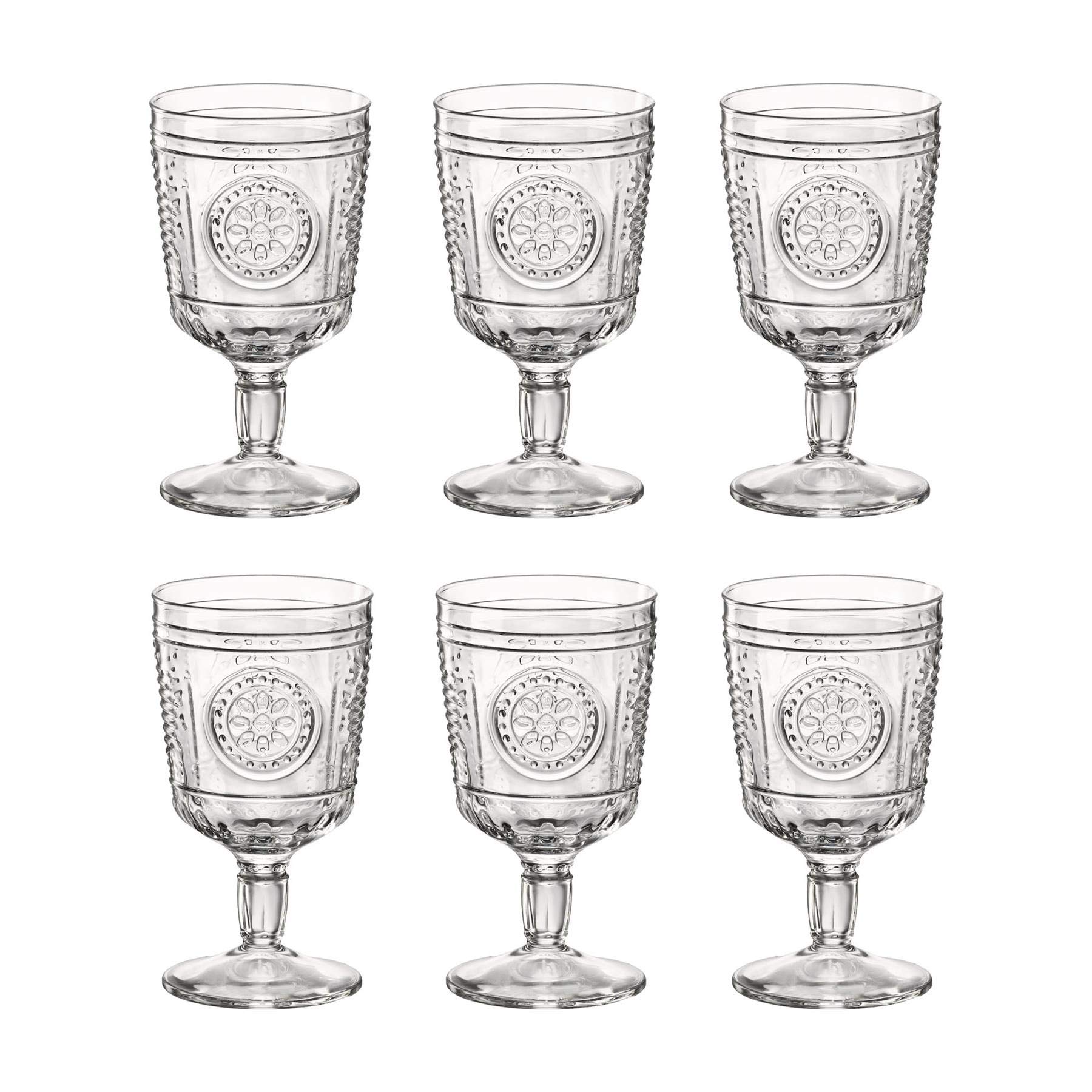 Bormioli Rocco Romantic Wine Glasses Set Vintage Italian Cut