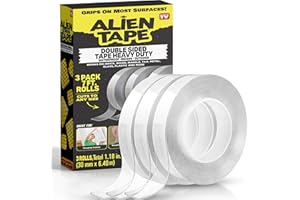BELL+HOWELL ALIEN TAPE Nano Double Sided Tape, 21-ft Multipurpose Removable Adhesive Transparent, Grip Mounting Washable Strong Sticky Heavy Duty for Carpet Photo Frame Poster Décor - As Seen On TV