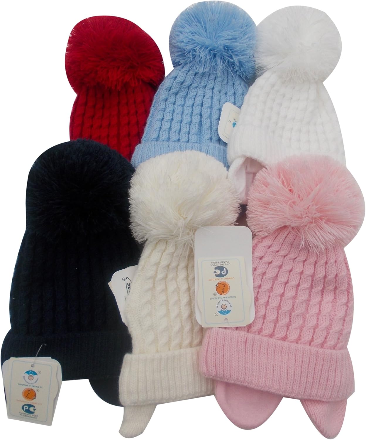 red white and blue bobble hat