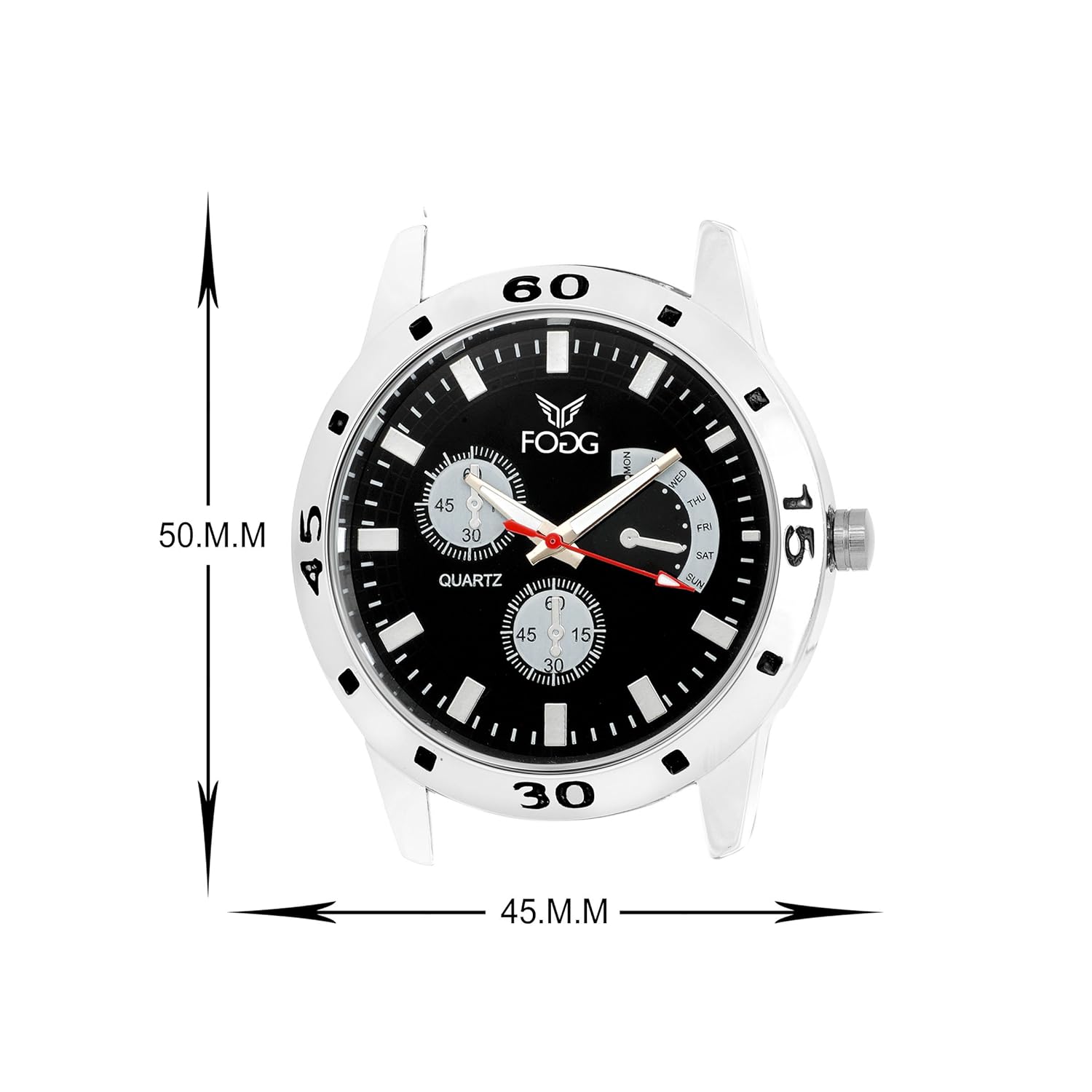 fogg analog black chrono dummy dial men's watch 2002-bk