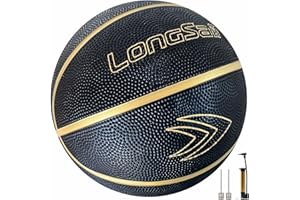 Longsail Full Size Basketball Rubber- Leather,Indoor-Outdoor-Pool,with Pump(Deflated)