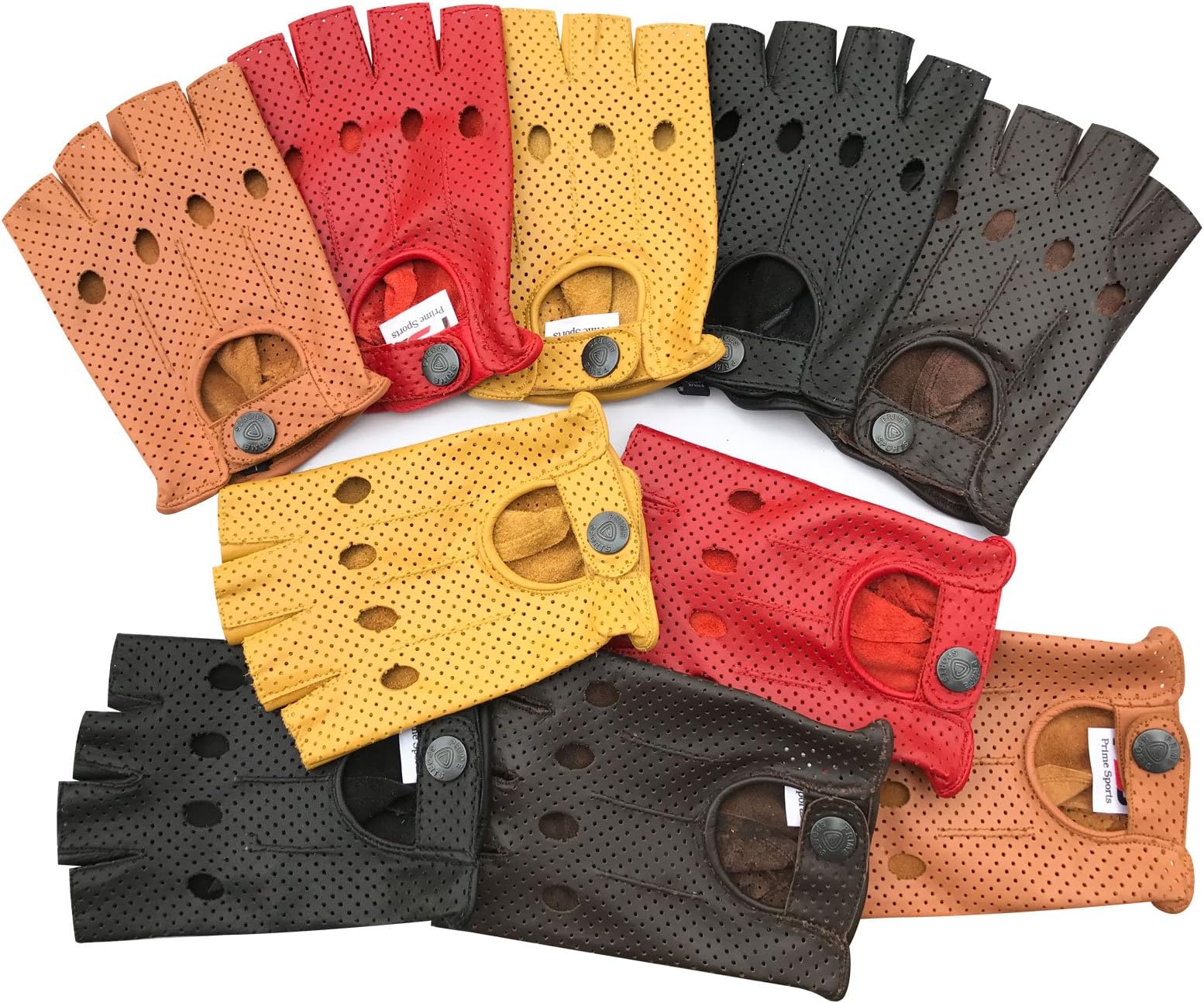 Prime LeatherBrand Vintage Retro Style Fingerless Leather Fashion Driving Circle Gloves 317