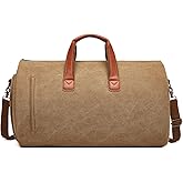 Convertible Garment Duffel Bag, Carry on Garment Bag for Travel Canvas Mens Suit Bag 2 in 1 Foldable Garment Bag with Shoulder Strap Weekender Bag with Shoe Pouch