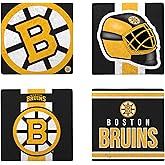 FOCO NHL Official 4-Pack Beverage Drink Ceramic Stone Coaster Set (Boston Bruins)