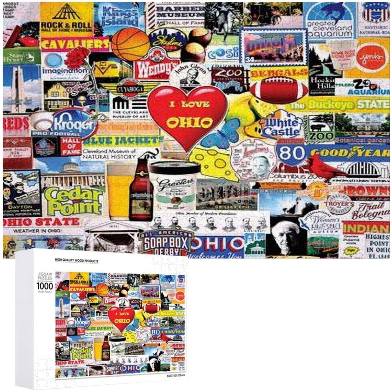Amazon Com Jigsaw Puzzle 1000 Piece I Love Ohio Large Puzzle Game Artwork For Adults Teens For Educational Gift Home Decor x30inch Toys Games