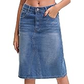 CIMUK Women's Denim Skirt High Waisted 2026 Summer Washed A-Line Midi Jean Skirts