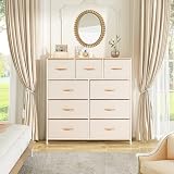LYNCOHOME Beige Fabric Dresser with Wood Top 9 Drawers Chest of Drawers view 6