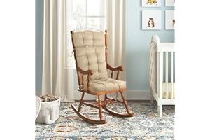 ROFIEJOX Rocking Chair Cushion - Sackcloth Fabric, High-Density Sponge, Durable Comfort Non-Slip Bottom Tufted Seat Pads with Ties, (Sackcloth I Beige, 52x19x4