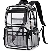 MOONBABY Clear Backpack for School Girls, Heavy Duty TPU Transparent Backpack Stadium Events Approved, Clear Bookbag
