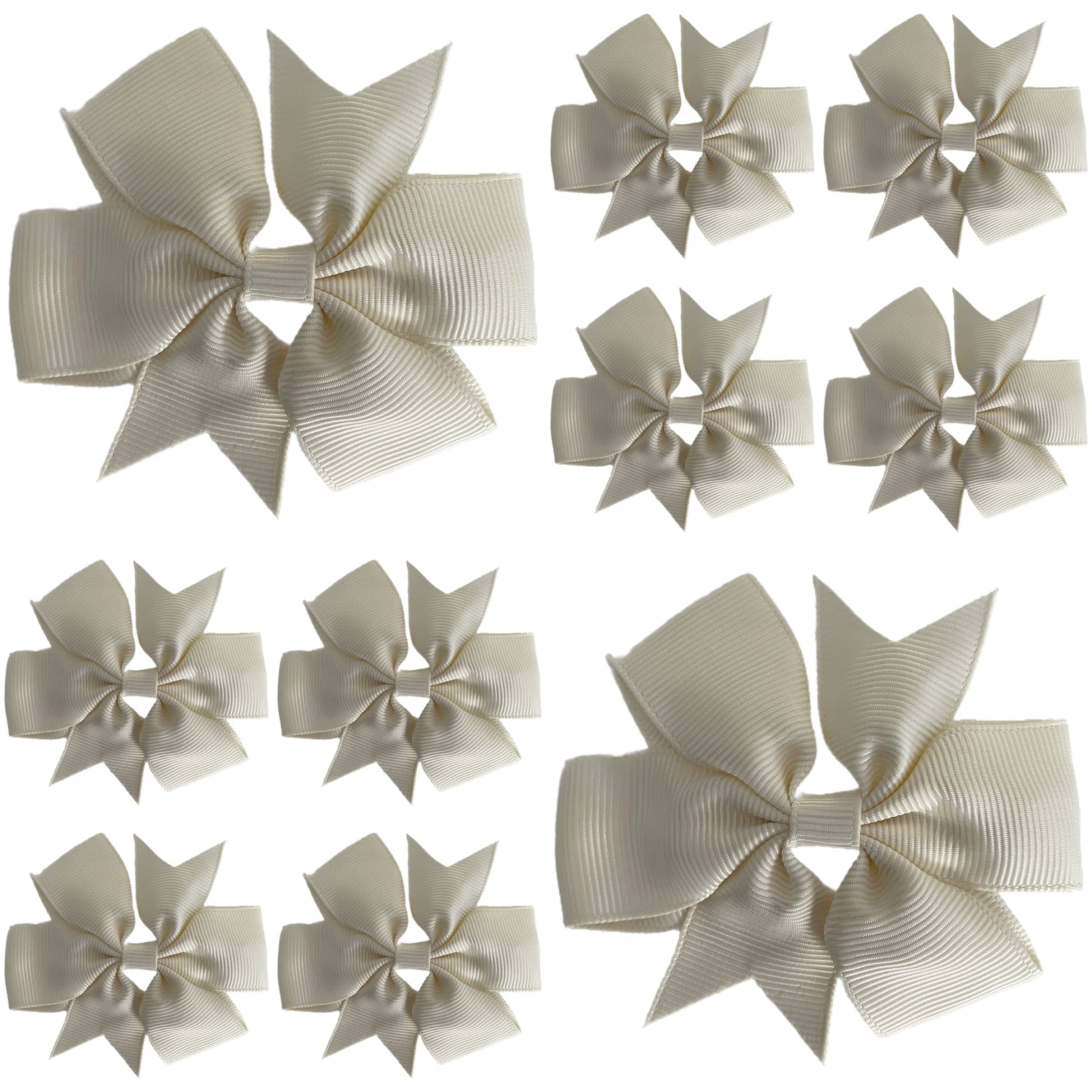 10pcs Cream Hair Bows Clips Slides Grips 3" inch Pinwheel Solid Vibrant Colour Girls Hairbows — image 1