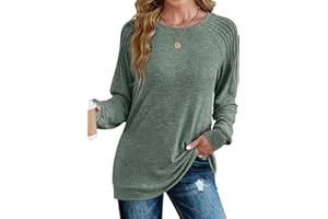 Saloogoe Sweatshirt for Women Crewneck Pleated Long Sleeve Shirts Tunic Tops Fashion 2024