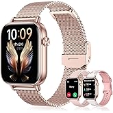 HXQHSTBG Smart Watch for Women (Answer/Make Calls) 1.83" HD Health Tracker Smartwatch with 3 Bands/Heart Sleep Rate, 120+ Sports Modes IP68 Waterproof Compatible Android iPhone Phones, Rose Gold