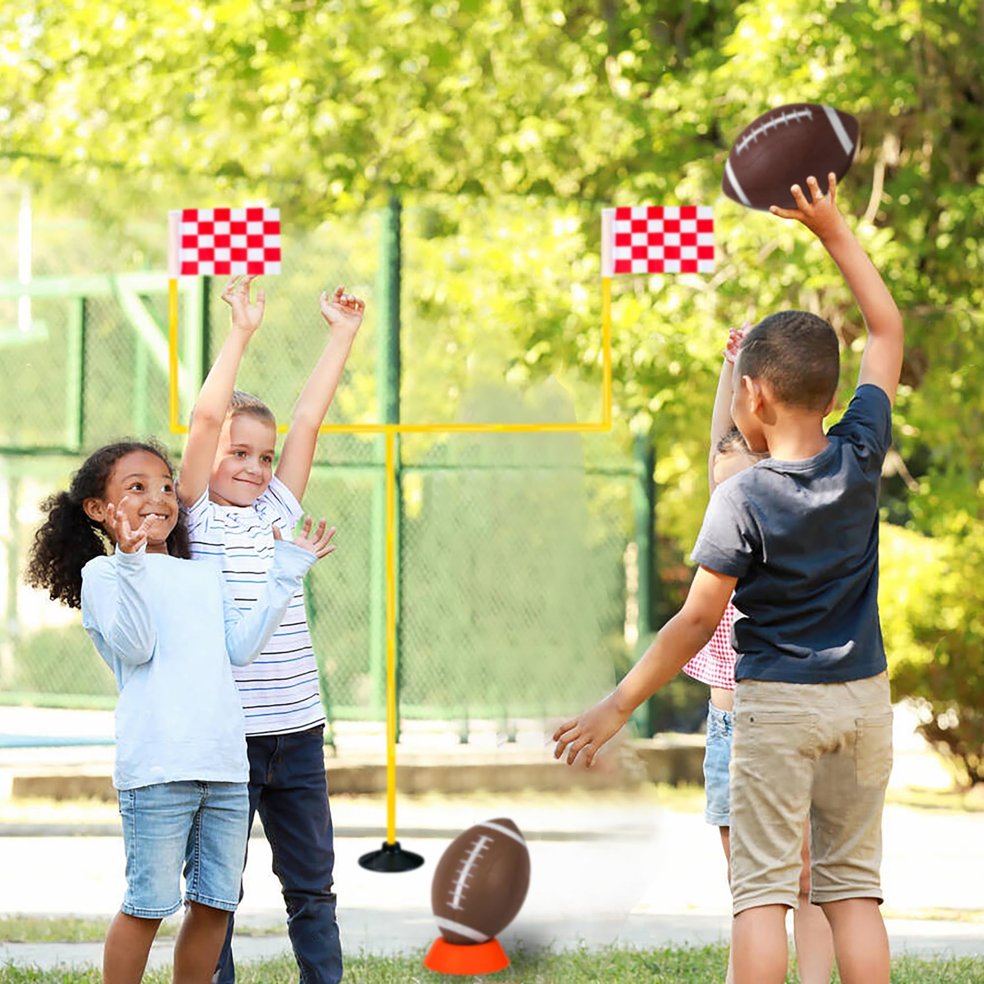 Nbguigdstr Football Field Goal Post-6 ft x 4 ft Portable with Kicker Stand,Football and Pump-Backyard Kicking Field Goal Post for Kids/Youth/Adults-(2ft-6ft in Height)