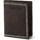 Wrangler Men's Bifold Wallet with Money Clip & ID Window, Genuine Leather, Minimalist, Gift for Him