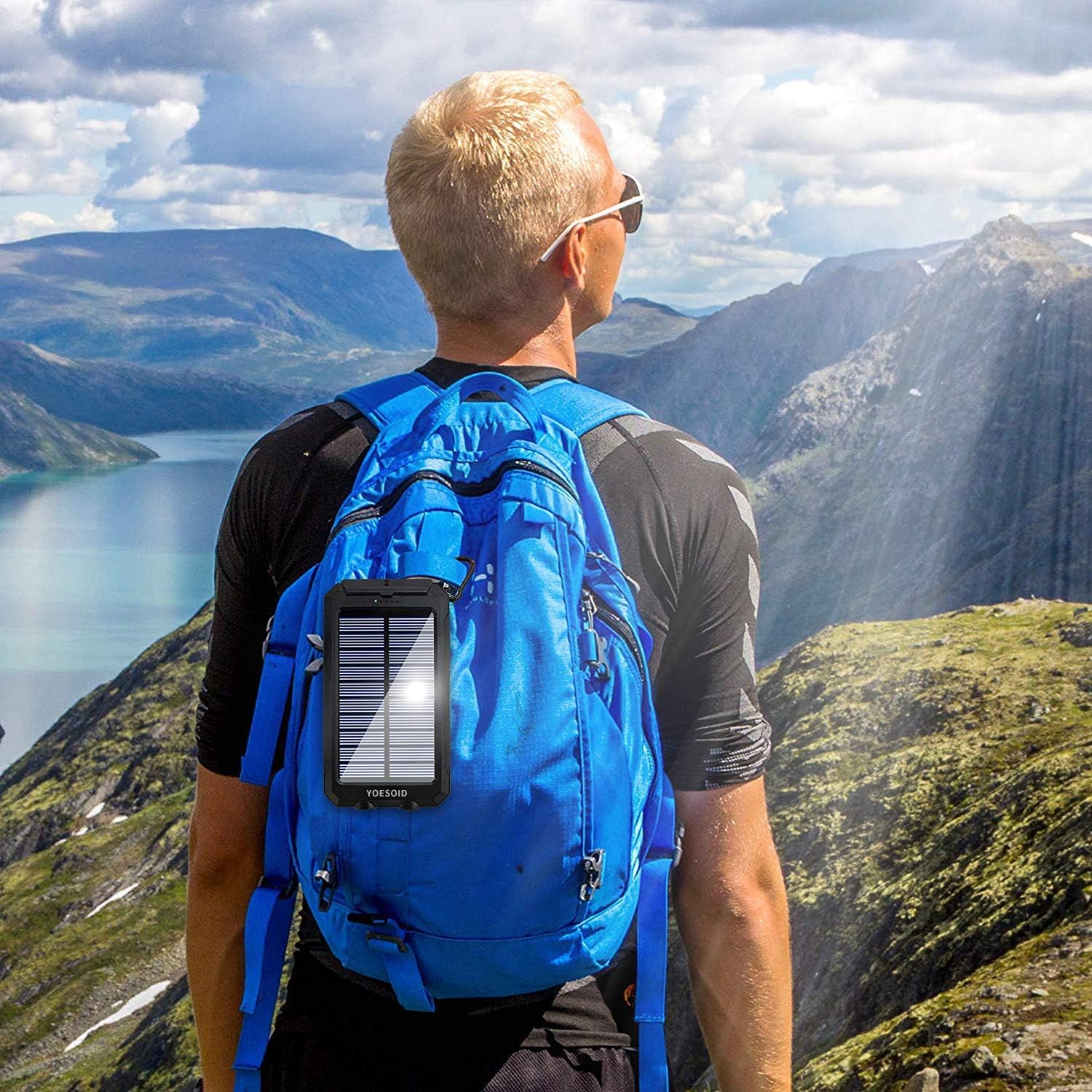 Solar Charger 20000mAh YOESOID Portable Outdoor Waterproof Solar Power Bank Camping External Battery Packs with Dual USB Output 2 Led Light Flashlight Compatible Most Smart Phones and Tablets: Home Audio & Theater